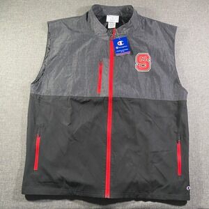 NWT Champion NC State Wolfpack Mens Vest XL Full Zip Red Black Athletic